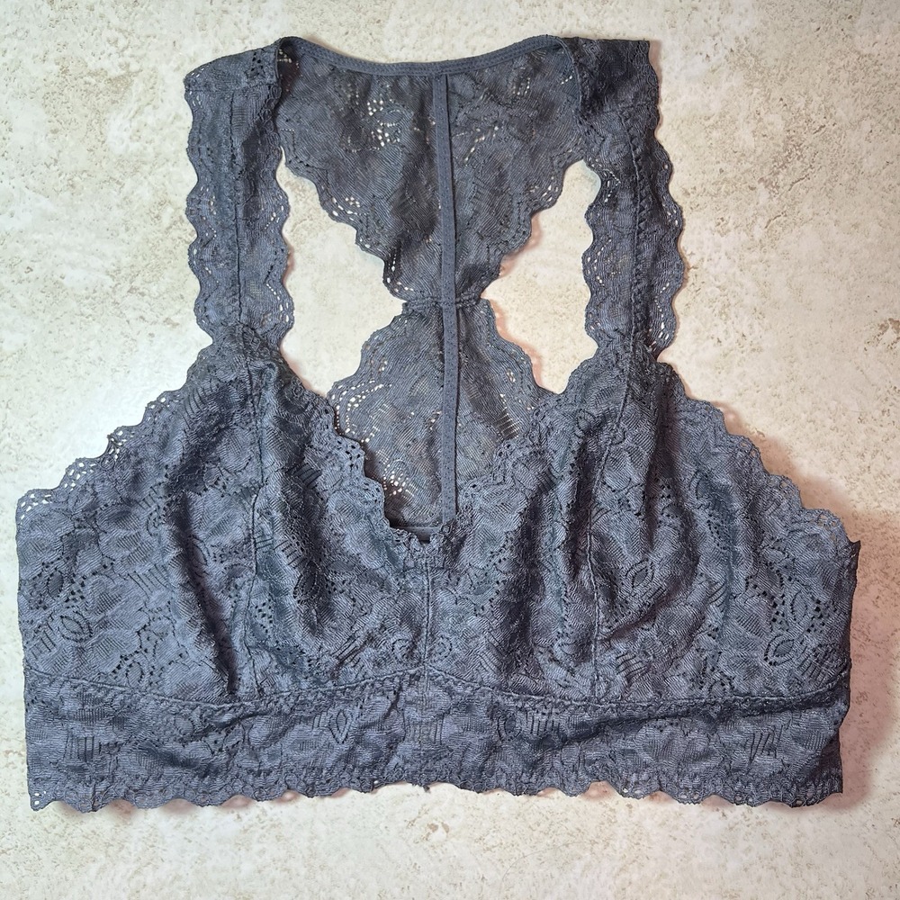 Felina Lingerie Lace Bralette Womens Large Gray‎ Comfortable Fairy Grunge Sexy